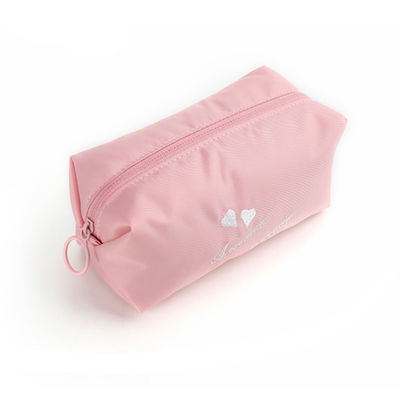 基本原則のポータブル防水純粋な色のピンク ポリエステル化粧品袋