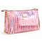 ピンクの縞パターン貯蔵の花嫁ポリ塩化ビニールの化粧品袋